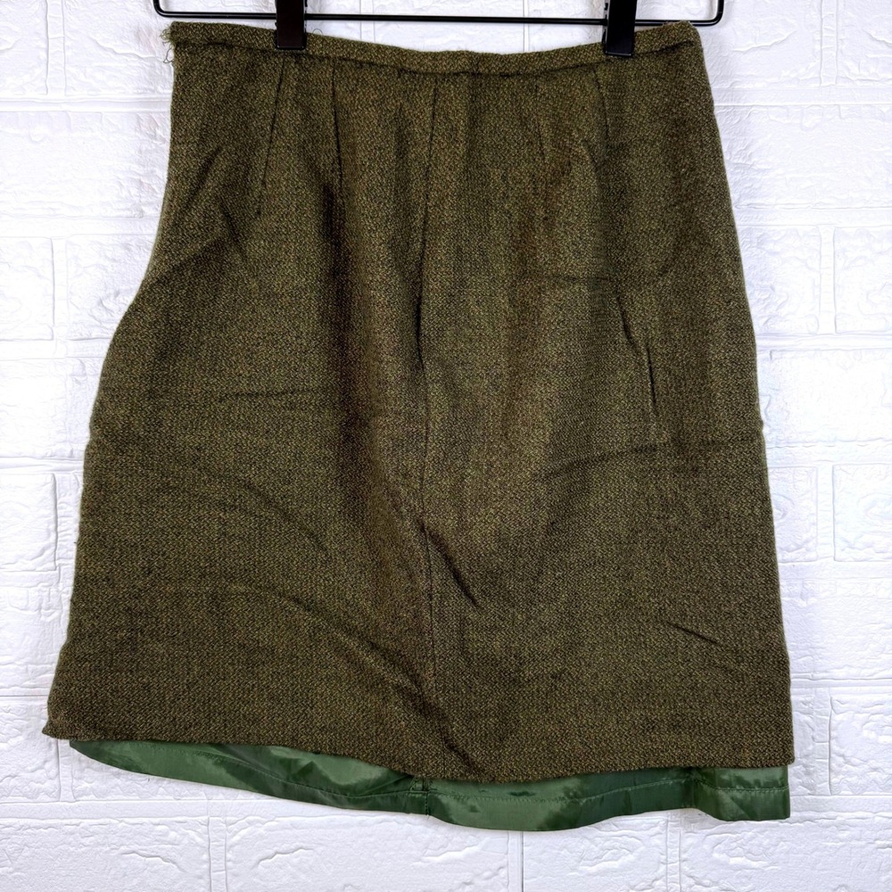 Amanda Smith Skirt Women 8P Green Pure Wool Pencil Lined Career Petite